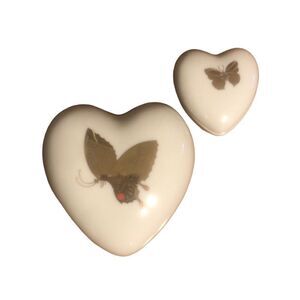 Takahashi 2 Butterfly Heart Shaped Trinket Nesting Boxes